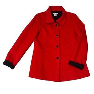 Pendleton Merino Wool Women's Red/Black Reversible Pea Coat Size M Button-Up